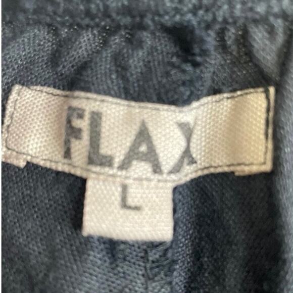 Flax Women’s Black Linen Full Elastic Wide Leg Pants Lagenlook Large - Picture 2 of 3